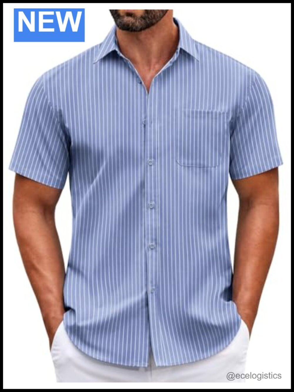Mens Short Sleeve Casual Button Down Shirt Summer Lightweight with Pocket